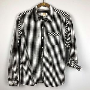Talbots Button Front Long Sleeve Shirt Black White Small